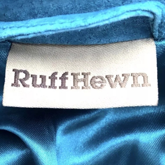 NWT RUFF HEWN WOMENS BLUE LEATHER TIE WASTE JACKET - Picture 3 of 8